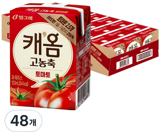 따옴 빙그레 캐옴 고농축 토마토, 120ml, 48개