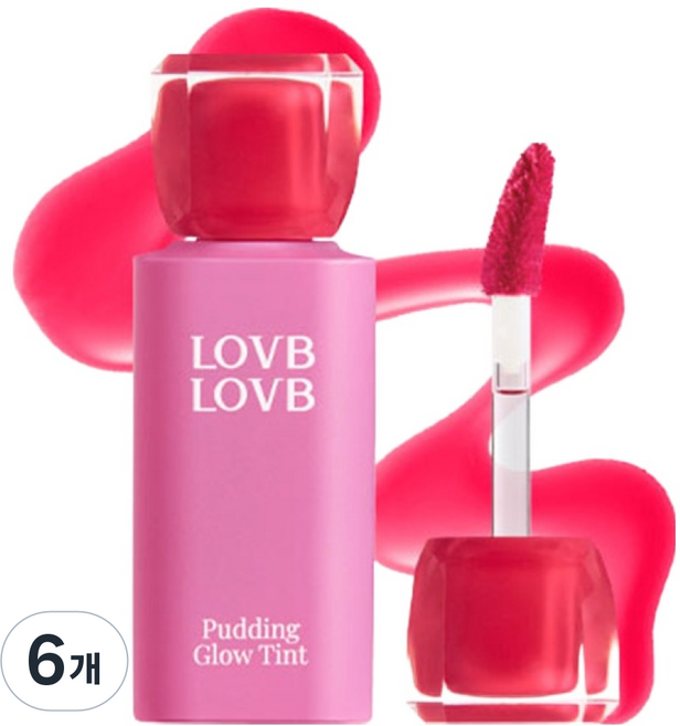 럽럽 푸딩 글로우 립틴트, 03 캔디베리, 6개