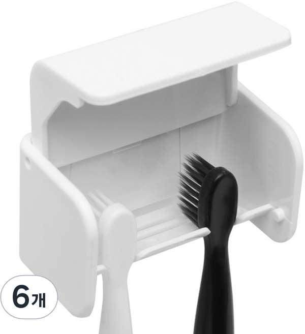 하이엉클 부착식 칫솔꽂이 2구, 화이트, 6개