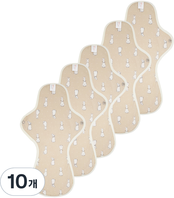 이채 플라워 일체형 면생리대 베이지, 10개, 1개입, 오버나이트