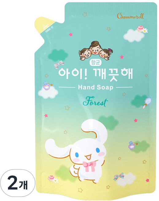 아이깨끗해 시나모롤 핸드워시 숲속산책 리필, 450ml, 2개