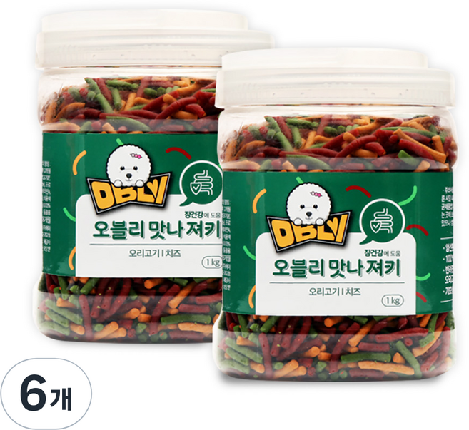 오블리 장건강 맛나져키 1kg, 오리고기 + 치즈 혼합맛, 6개