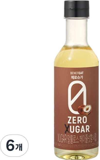 benefeat 제로슈가 알룰로스 헤이즐넛 시럽, 540g, 6개