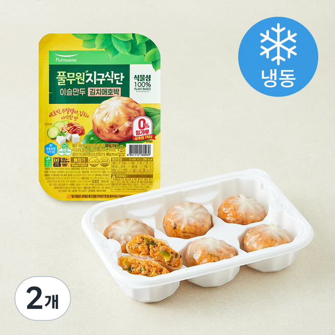 지구식단 이슬만두 김치애호박 (냉동), 180g, 2개