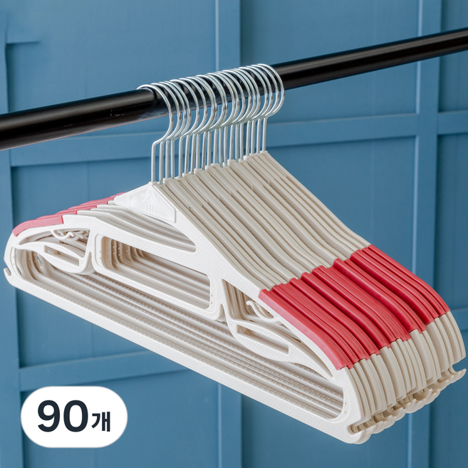 아임홈리빙 논슬립 회전형 지니 옷걸이, 레드, 90개