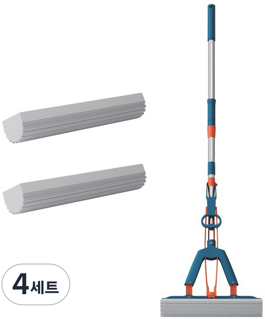 헤라우스점핑 와이드 매직 펄프 청소기 밀대 + 리필 패드 3장 세트, 4세트