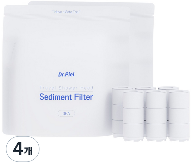 닥터피엘 여행용 샤워헤드 전용 리필필터 화이트 3p, 4개, 무향