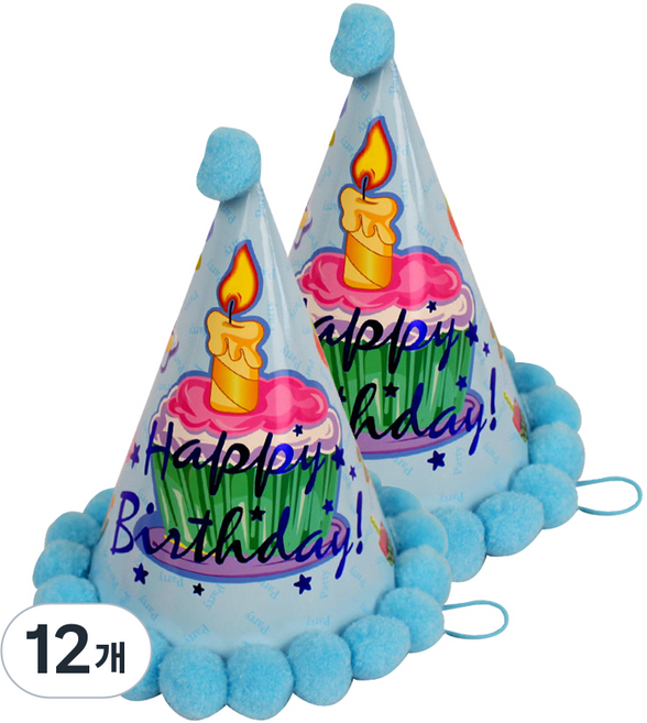 Partybok.com 尖頂帽, 藍色蛋糕, 12個
