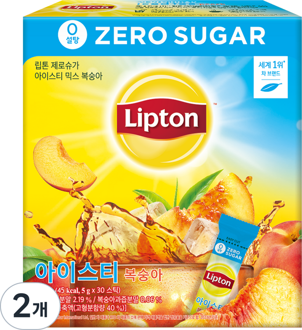 립톤 제로슈가 아이스티 믹스 복숭아, 5g, 30개입, 2개