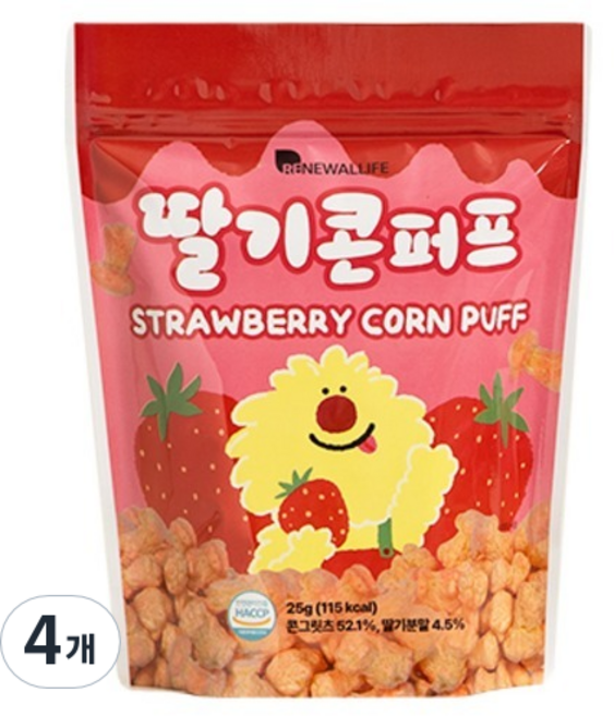 또또맘 딸기 콘퍼프, 25g, 4개, 딸기맛
