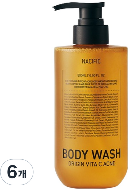 네시픽 오리진 비타씨 아크네 바디워시, 500ml, 6개