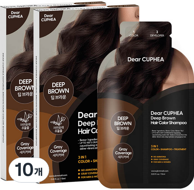디어쿠페아 헤어 컬러 샴푸 15ml x 3p, 딥 브라운, 10개