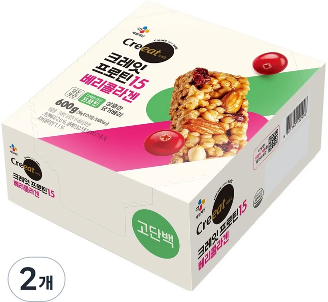 크레잇 프로틴15 베리콜라겐 12p, 2개, 600g - 쿠팡