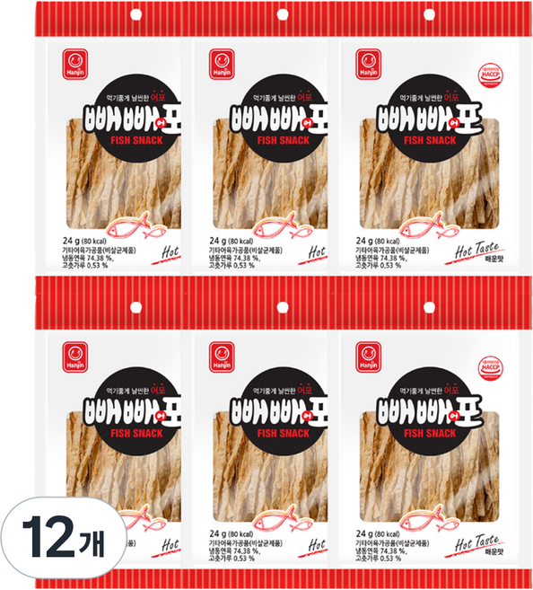 한진식품 빼빼어포 매운맛, 24g, 12개