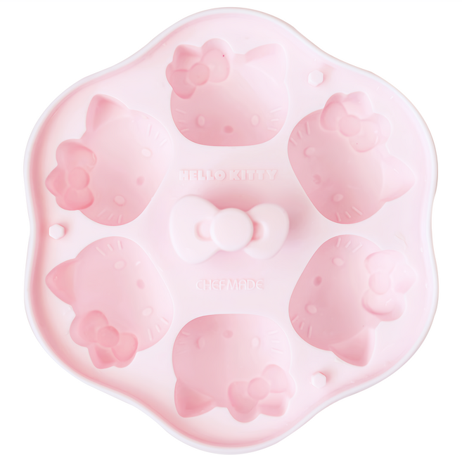 Hello Kitty 凱蒂貓 6連硅膠輔食蒸糕模具 KT7132, 1個, 粉色