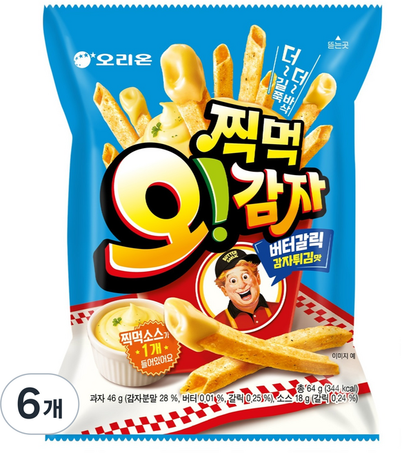 오리온 오감자 찍먹 버터갈릭감자튀김, 64g, 6개