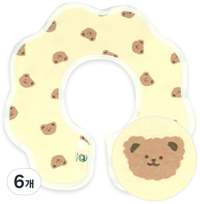 BAYKIDS 捲式圍兜, 2號熊黃色, 6個