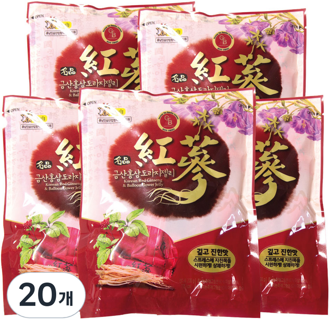 금산 홍삼 도라지 젤리, 20개, 200g