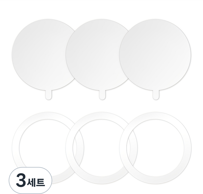제이엔 맥세이프 호환 자석스티커 3개+보호필름 3개, 화이트, 3세트