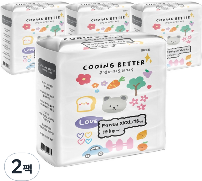 Cooing 베러 오리지널 팬티형 기저귀 아동공용 XXXL, 키즈형(Kid), 144매