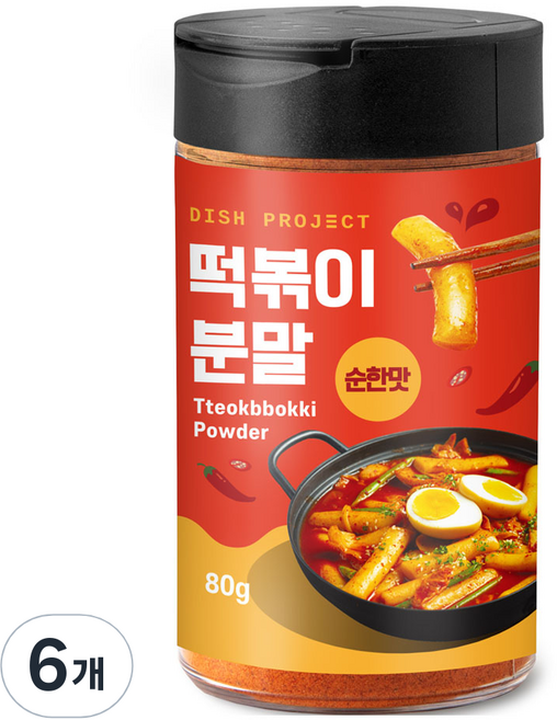 디쉬프로젝트 떡볶이분말 순한맛, 6개, 80g