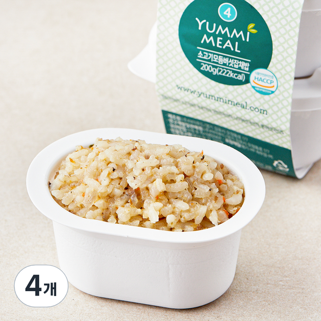 얌이밀 15~36개월 이유식 소고기모듬 버섯 잡채밥, 200g, 4개
