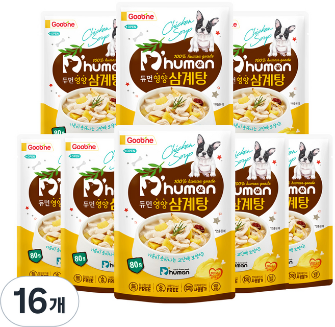 듀먼 강아지 영양 간식, 삼계탕, 80g, 16개