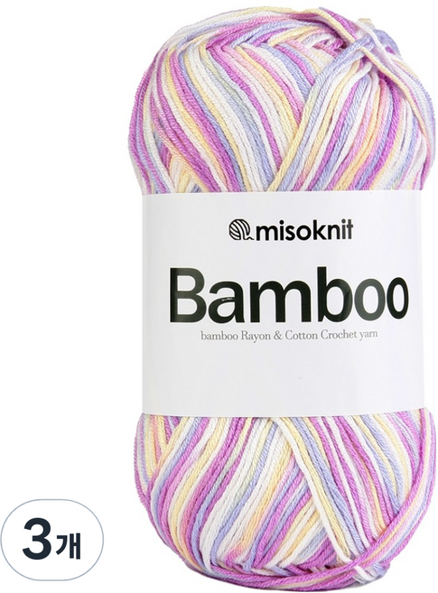 미소털실 부드러운 레이온 뜨개 밤부실 50g, 3개, 35 파스텔믹스