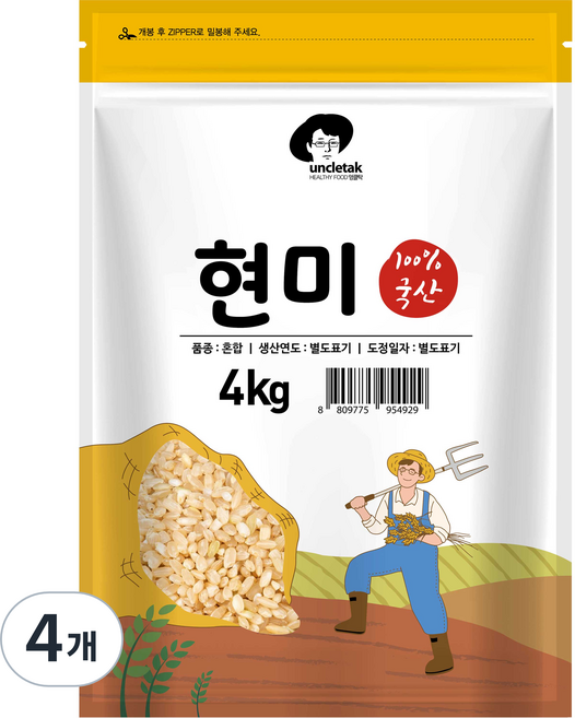 엉클탁 국산 현미, 4kg, 4개