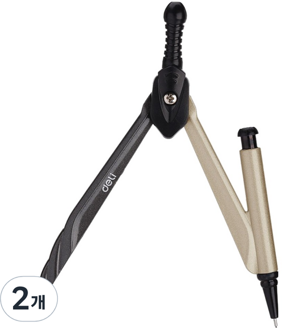 델리 샤프식 휴대용 컴퍼스 원형제도기 콤파스 골드, 2개