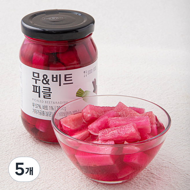 정성식품 무 & 비트 피클, 300g, 5개
