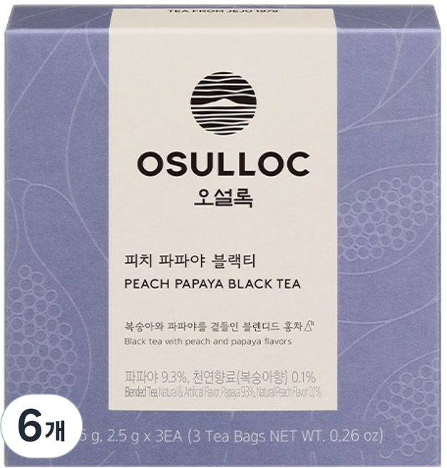 오설록 피치 파파야 블랙티, 2.5g, 6개, 3개입