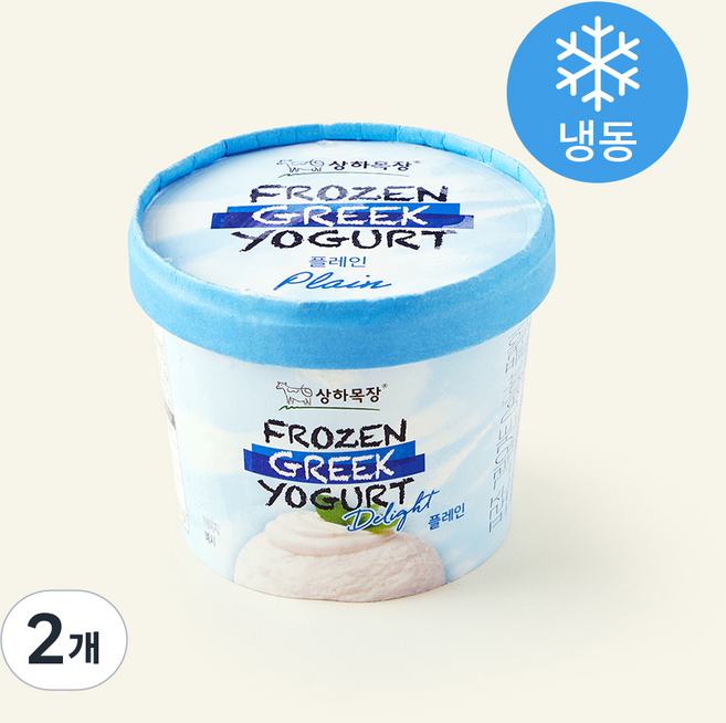 상하목장 프로즌 그릭요거트 Delight 플레인 샤베트 (냉동), 2개, 1개입, 350ml
