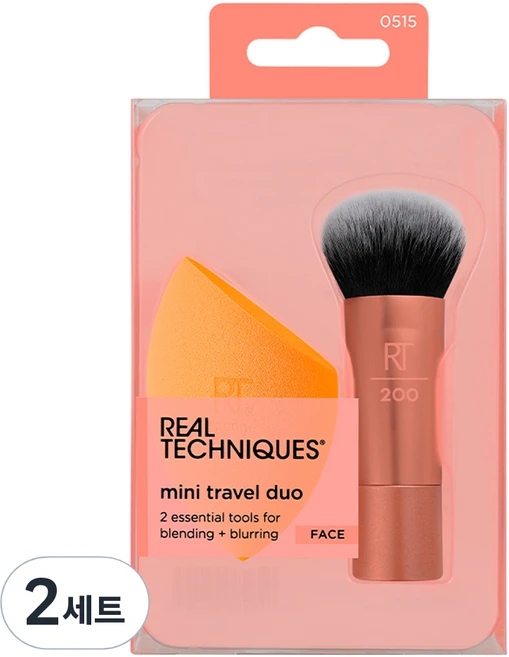 리얼테크닉스 미니 트래블 듀오 브러쉬 + 스펀지 세트, 2세트, 혼합색상 - 쿠팡
