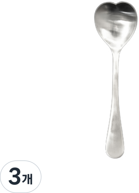 해모 윌리브 국산 304스텐 니노 커트러리 하트 아이스크림스푼 무광, 실버, 3개