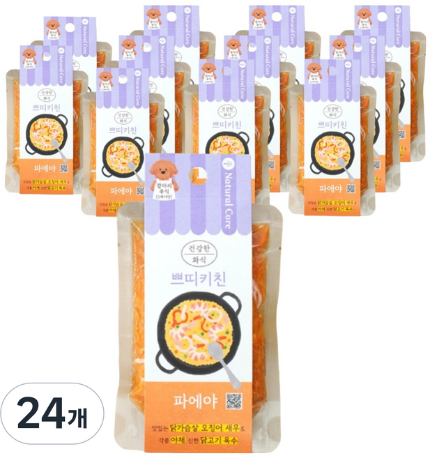 네츄럴코어 강아지 쁘띠키친 화식사료 파에야, 닭, 85g, 24개