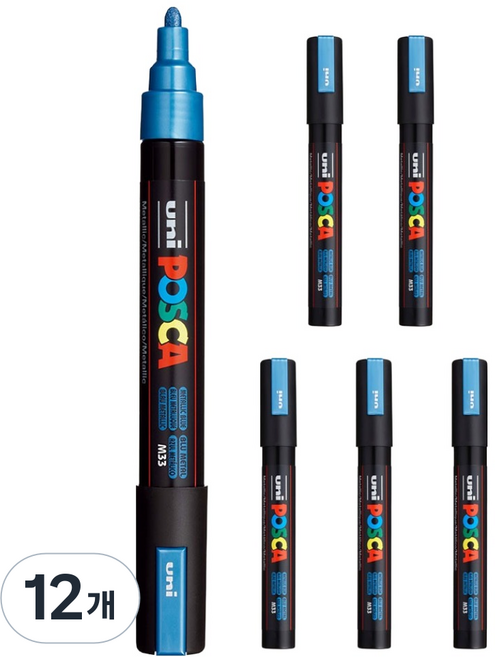 유니 포스카 굵은 글씨용 PC-5M 메탈릭 블루, 12개, 1색