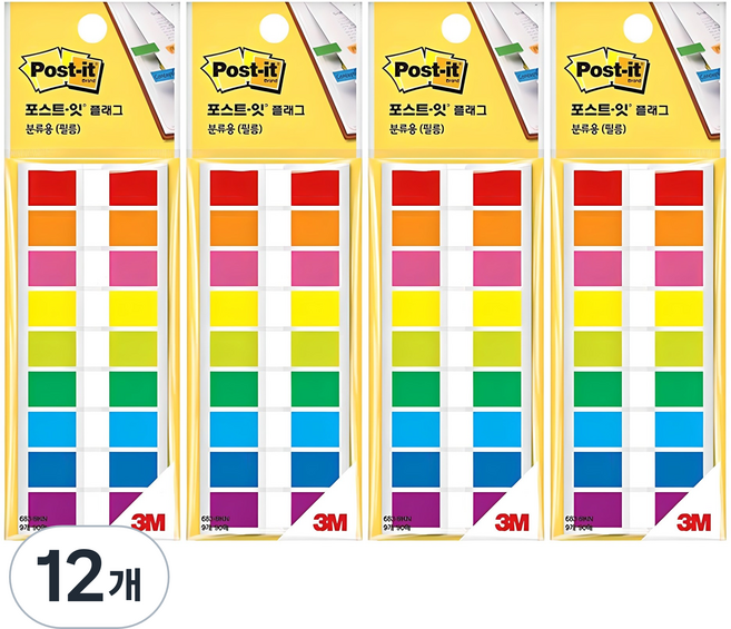 쓰리엠 포스트잇 플래그 분류용 필름 9색견출 683-9KN, 1개입, 12개