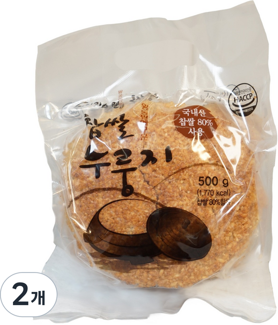 라이스웰 찹쌀누룽지, 500g, 2개