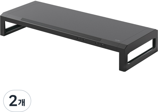 엑토 USB 4포트 허브 탑재 모니터 스탠드 거치대 받침대 LDS-12, 블랙, 2개
