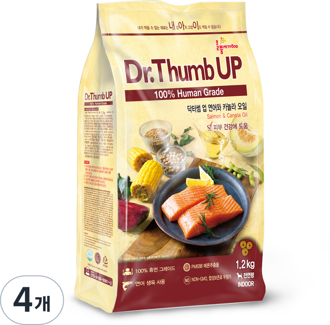 닥터썸 업 강아지 기능성 사료, 피부/피모, 1.2kg, 4개