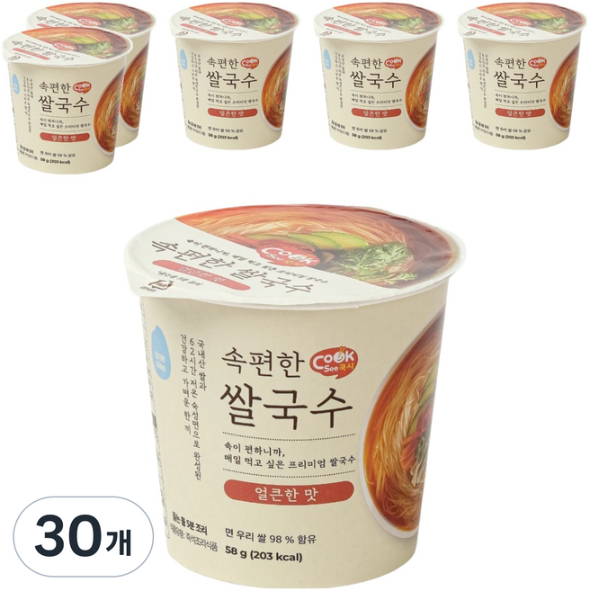 쿡시 속편한 쌀국수 얼큰한 맛, 58g, 30개