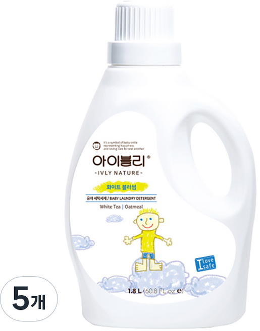 아이블리네이처 오트밀 유아세제 화이트 블러썸향 1.8L, 5개, 1.8kg