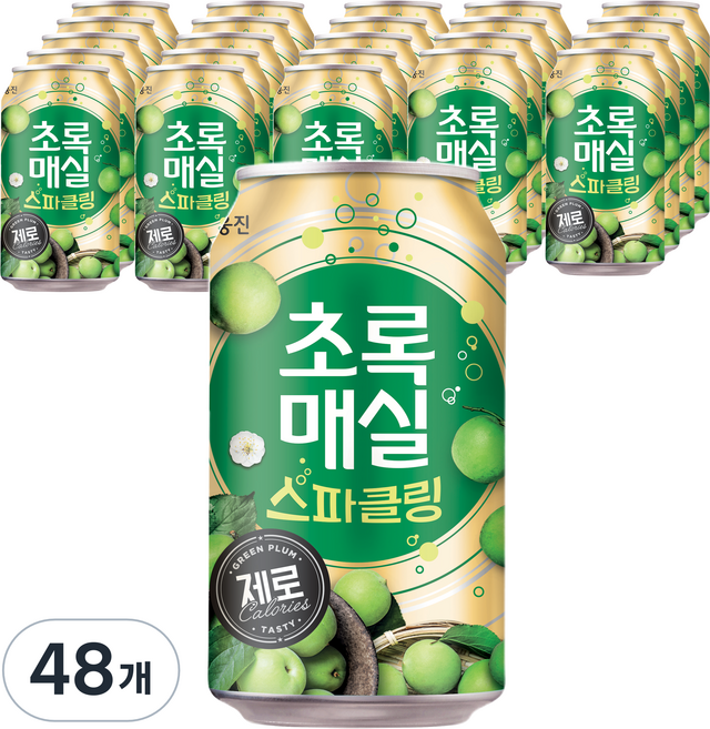 초록매실 스파클링 제로 캔, 350ml, 48개