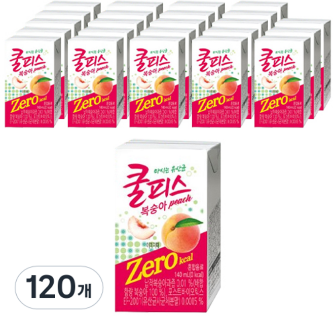동원 쿨피스 제로 테트라 복숭아, 140ml, 120개
