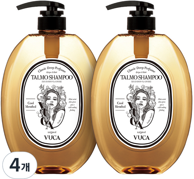 뷰카 클래식 딥 퍼퓸 골든 리페어 탈모 샴푸 쿨멘솔향, 1.05L, 4개