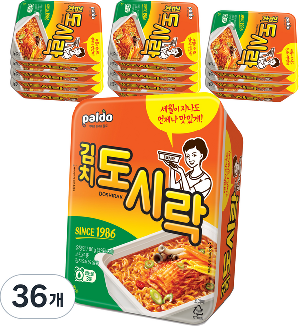 팔도도시락 김치 컵라면 86g, 36개