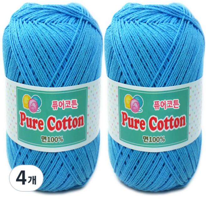 행복뜨기 뜨개실 털실 퓨어코튼 순면 100%, 164 베이비하늘, 4개
