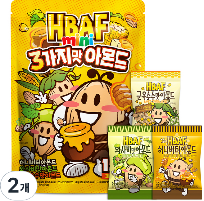 바프 미니 3가지맛 아몬드 15p, 300g, 2개