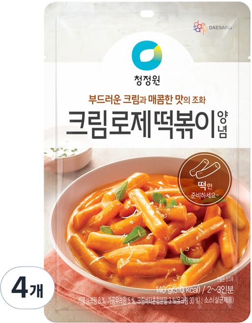 대상 청정원 크림로제 떡볶이 양념, 4개, 140g